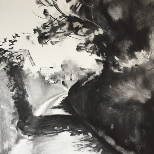 Summer Amble - Charcoal on Paper - Landscape by artist Helen Lloyd-Elliott