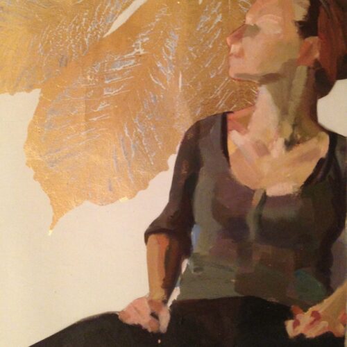 Vanessa - Oil and gold leaf on paper