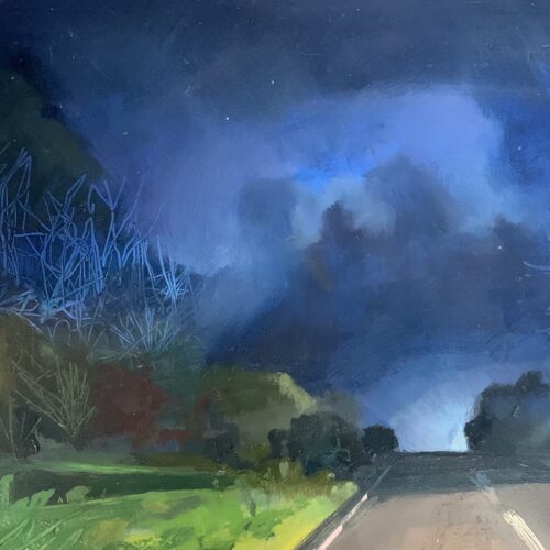 Night drive - Oil on board