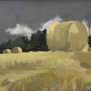 Hay bales - oil and ink on board