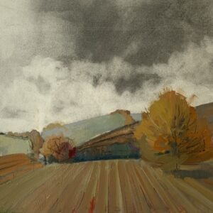 Copper coated hill - Oil and charcoal on paper