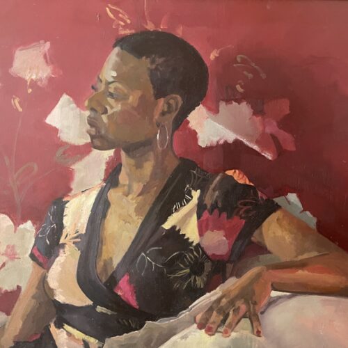 Beauty in Black - Oil on board