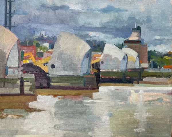 The Thames Barrier - oil on canvas - W41cms x H33cms